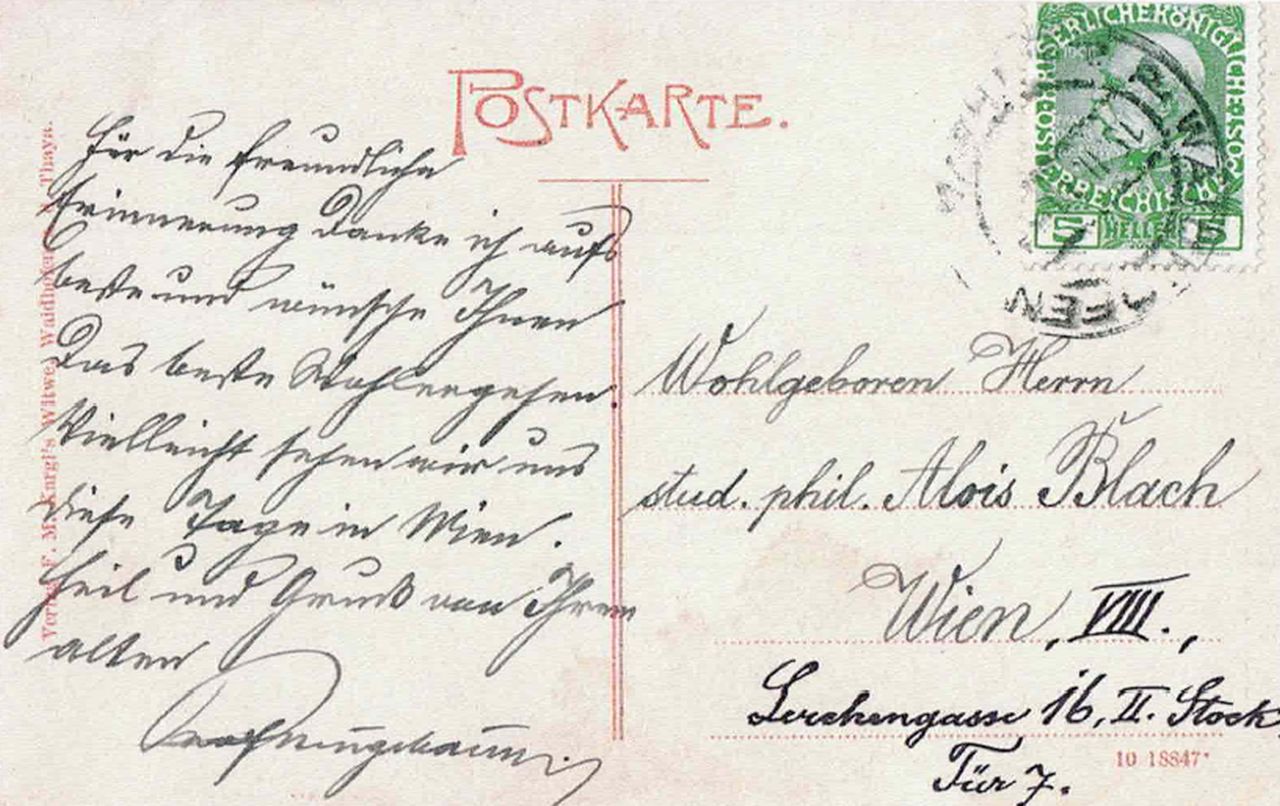 Postkarte, Kurrentkurs (© Museumsverein Waidhofen an der Thaya)